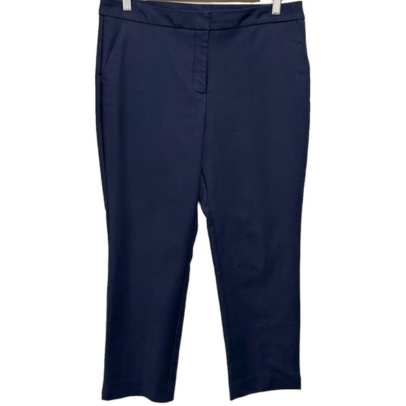 Chico's Cropped Pants Women's 1R US 8 Navy Blue Flat Front Stretch Slacks Career - Picture 1 of 8